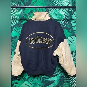 90’s Midas A.C.E. Varsity bomber button up jacket. 1990’s mens large vintage